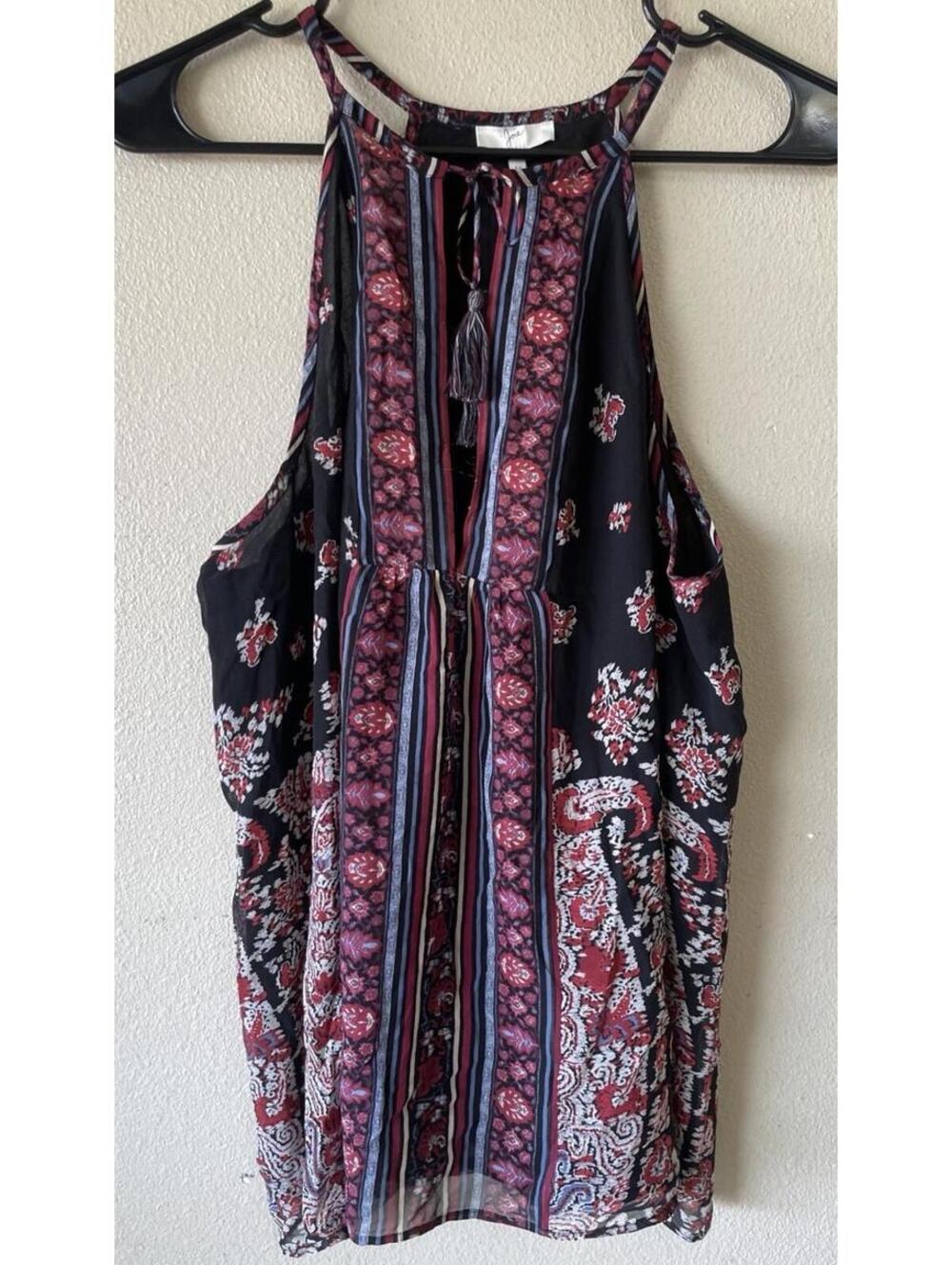 joie women's tops Medium Sleeveless Blue Red Floral